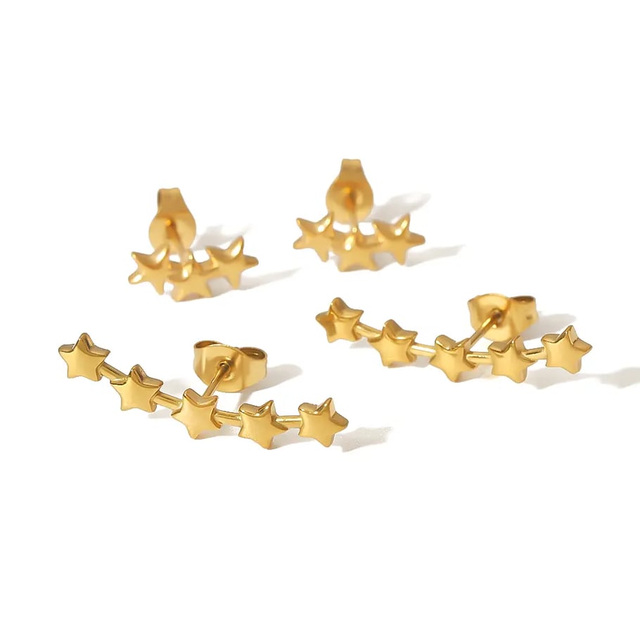 1 pair of stylish and simple 18k gold-plated stainless steel polished star earrings for women for daily wear 